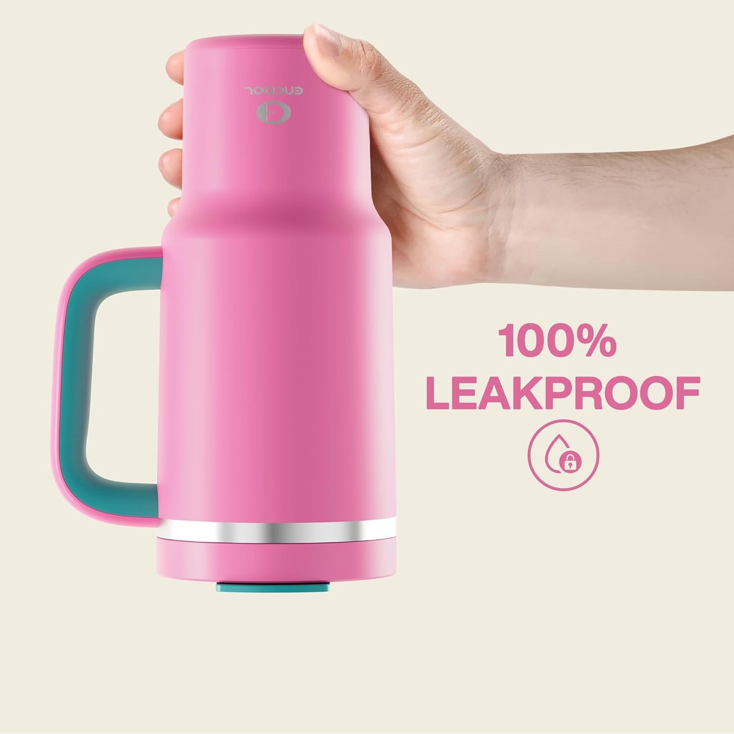32 oz Tumbler with Handle and Straw: Stainless Steel Insulated Tumbler Keeps Cold for 24 Hours, Leakproof Travel Cup Fits in Cup Holder and BPA-Free,Brook Green