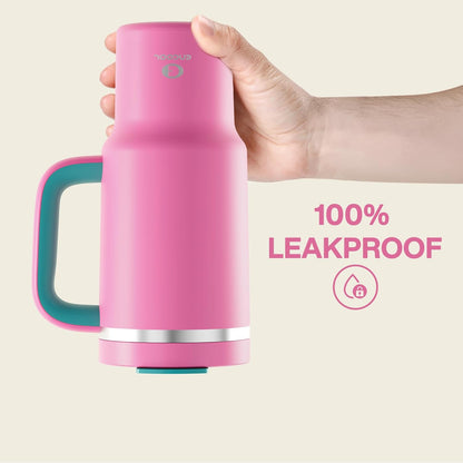 32 oz Tumbler with Handle and Straw: Stainless Steel Insulated Tumbler Keeps Cold for 24 Hours, Leakproof Travel Cup Fits in Cup Holder and BPA-Free,Brook Green