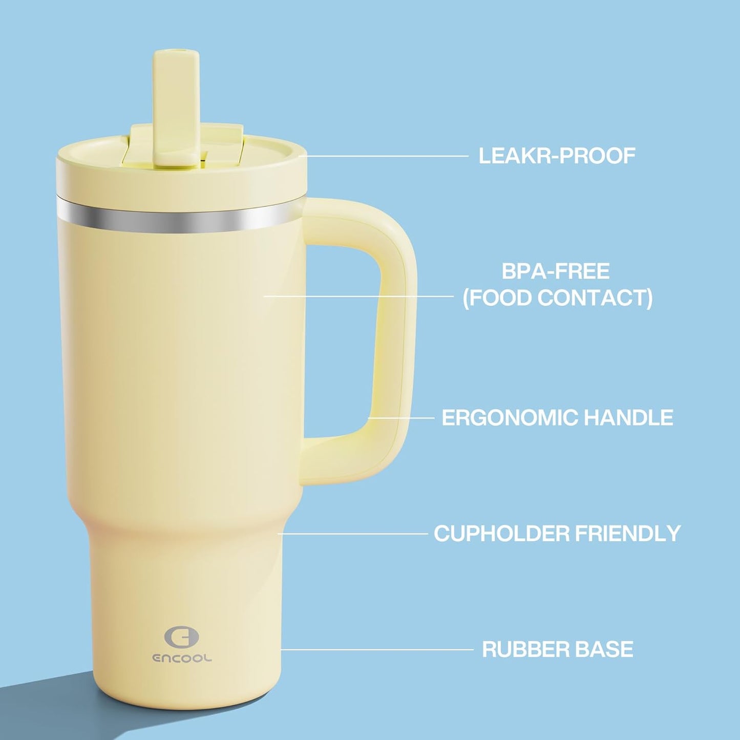 32 oz Tumbler with Handle and Straw: Stainless Steel Insulated Tumbler Keeps Cold for 24 Hours, Leakproof Travel Cup Fits in Cup Holder and BPA-Free,Brook Green