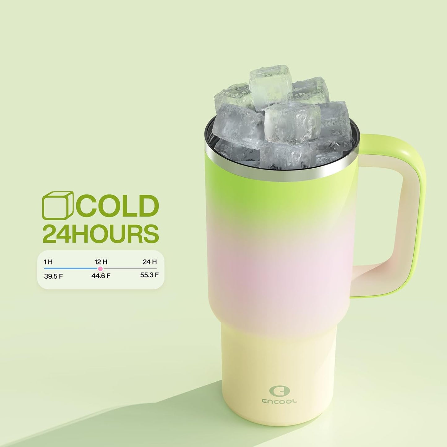 32 oz Tumbler with Handle and Straw: Stainless Steel Insulated Tumbler Keeps Cold for 24 Hours, Leakproof Travel Cup Fits in Cup Holder and BPA-Free,Brook Green