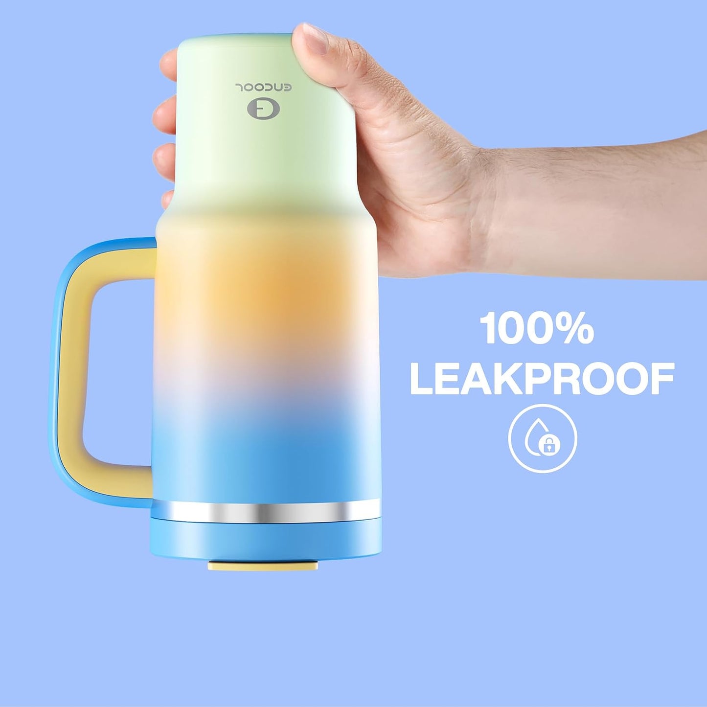 32 oz Tumbler with Handle and Straw: Stainless Steel Insulated Tumbler Keeps Cold for 24 Hours, Leakproof Travel Cup Fits in Cup Holder and BPA-Free,Brook Green