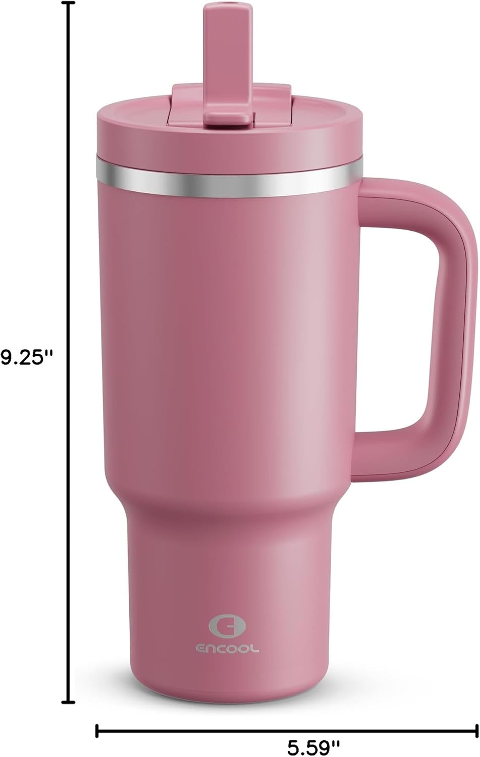 32 oz Tumbler with Handle and Straw: Stainless Steel Insulated Tumbler Keeps Cold for 24 Hours, Leakproof Travel Cup Fits in Cup Holder and BPA-Free,Brook Green