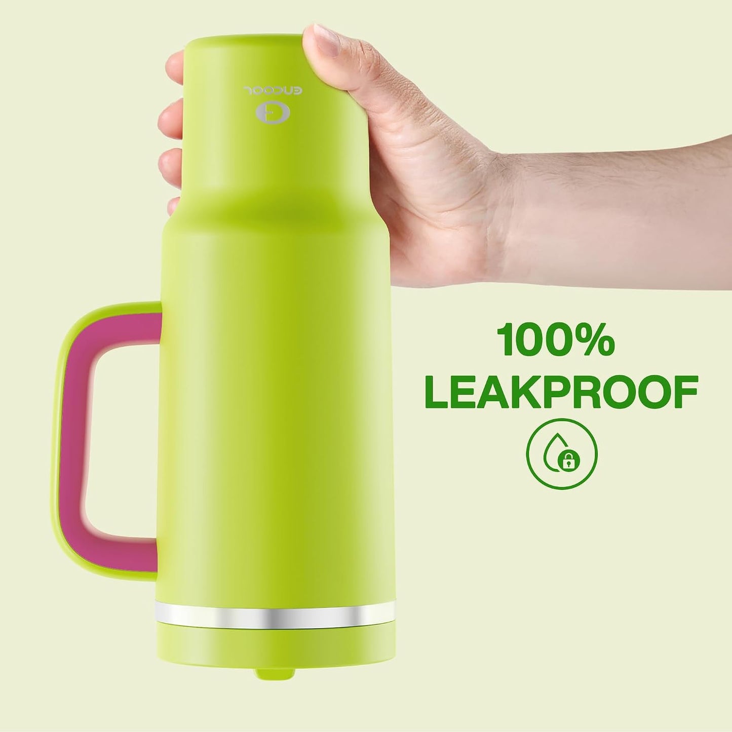 32 oz Tumbler with Handle and Straw: Stainless Steel Insulated Tumbler Keeps Cold for 24 Hours, Leakproof Travel Cup Fits in Cup Holder and BPA-Free,Brook Green