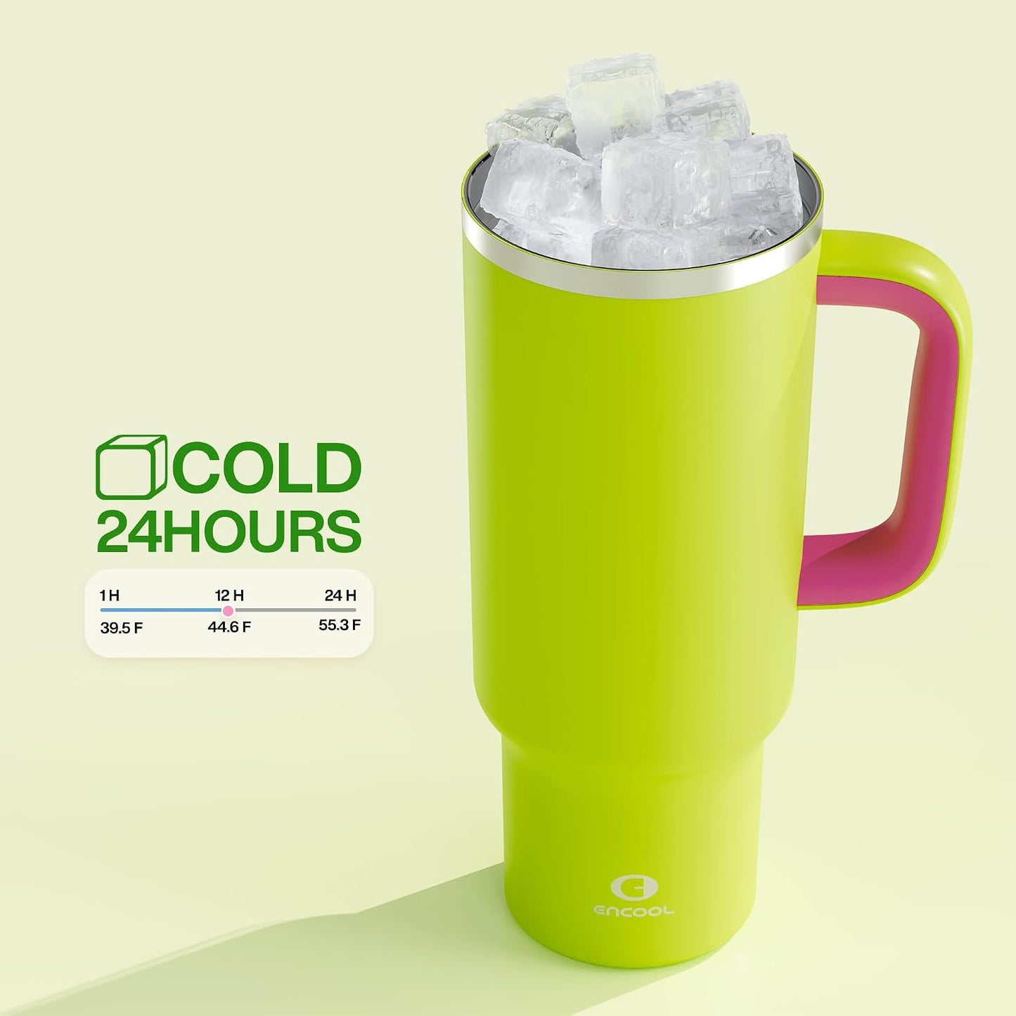 32 oz Tumbler with Handle and Straw: Stainless Steel Insulated Tumbler Keeps Cold for 24 Hours, Leakproof Travel Cup Fits in Cup Holder and BPA-Free,Brook Green