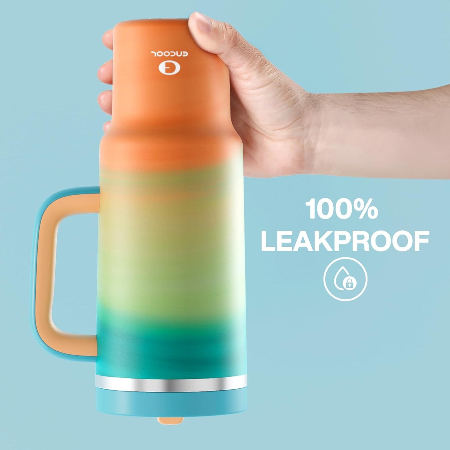 32 oz Tumbler with Handle and Straw: Stainless Steel Insulated Tumbler Keeps Cold for 24 Hours, Leakproof Travel Cup Fits in Cup Holder and BPA-Free,Brook Green