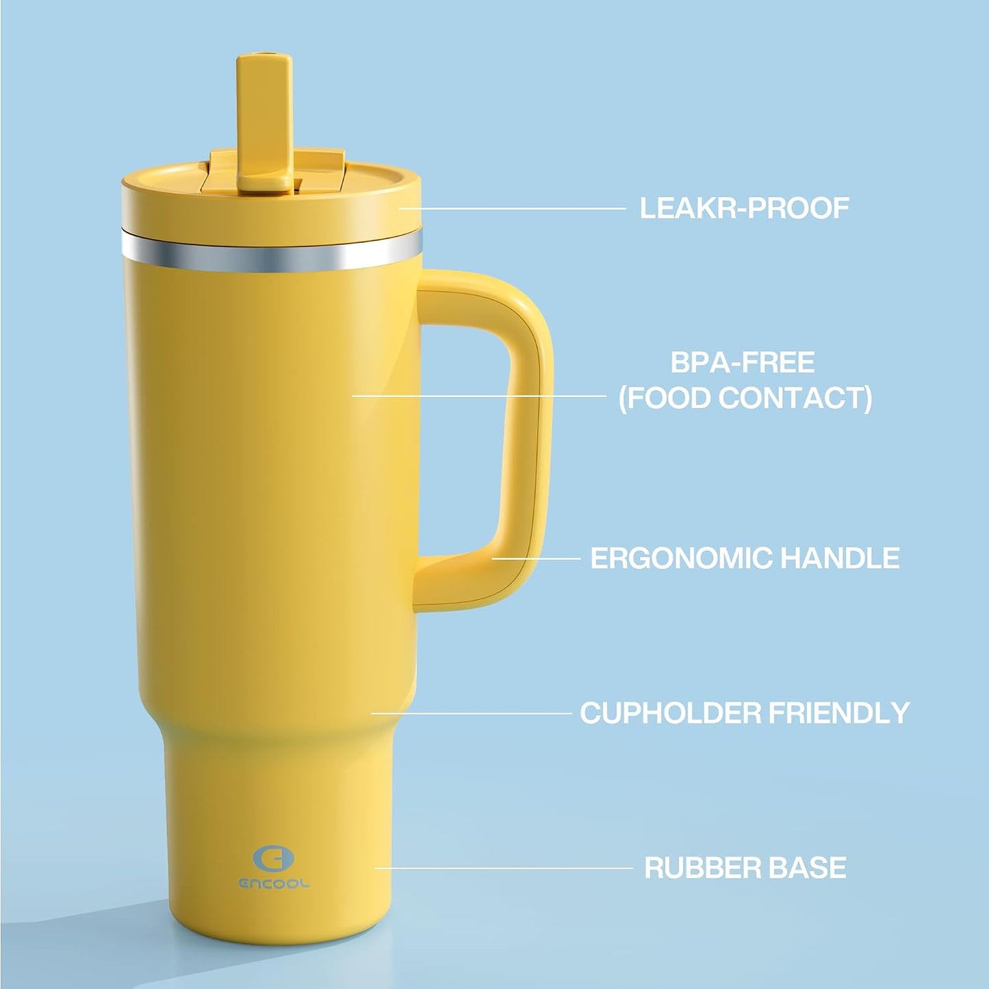32 oz Tumbler with Handle and Straw: Stainless Steel Insulated Tumbler Keeps Cold for 24 Hours, Leakproof Travel Cup Fits in Cup Holder and BPA-Free,Brook Green