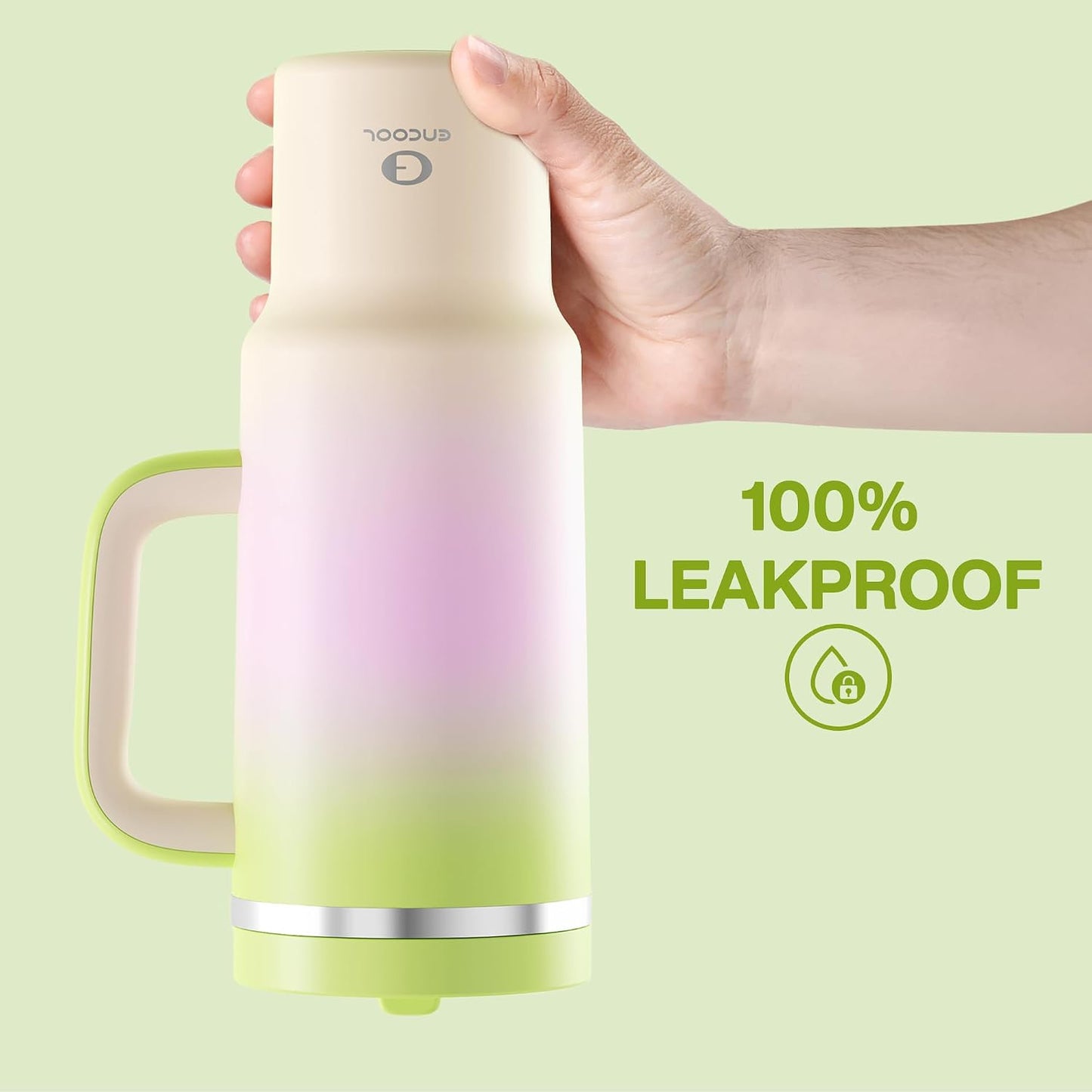 32 oz Tumbler with Handle and Straw: Stainless Steel Insulated Tumbler Keeps Cold for 24 Hours, Leakproof Travel Cup Fits in Cup Holder and BPA-Free,Brook Green