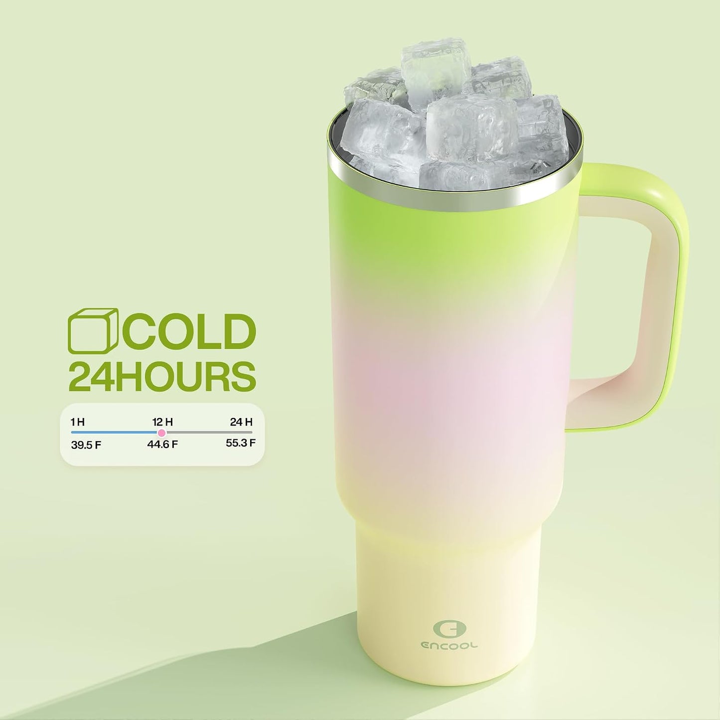 32 oz Tumbler with Handle and Straw: Stainless Steel Insulated Tumbler Keeps Cold for 24 Hours, Leakproof Travel Cup Fits in Cup Holder and BPA-Free,Brook Green