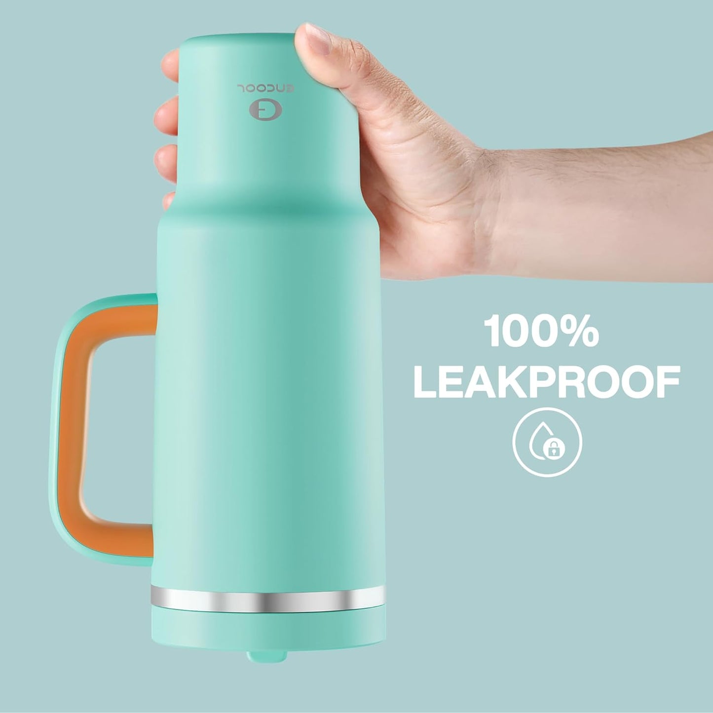 32 oz Tumbler with Handle and Straw: Stainless Steel Insulated Tumbler Keeps Cold for 24 Hours, Leakproof Travel Cup Fits in Cup Holder and BPA-Free,Brook Green