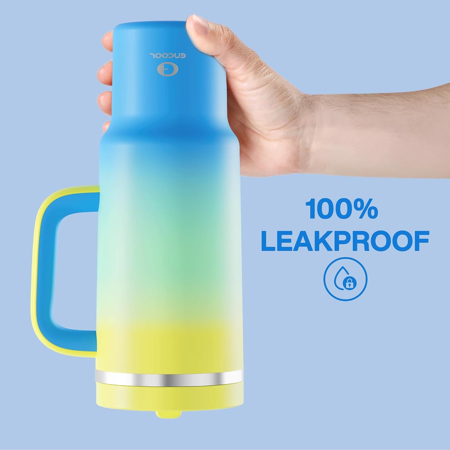 32 oz Tumbler with Handle and Straw: Stainless Steel Insulated Tumbler Keeps Cold for 24 Hours, Leakproof Travel Cup Fits in Cup Holder and BPA-Free,Brook Green