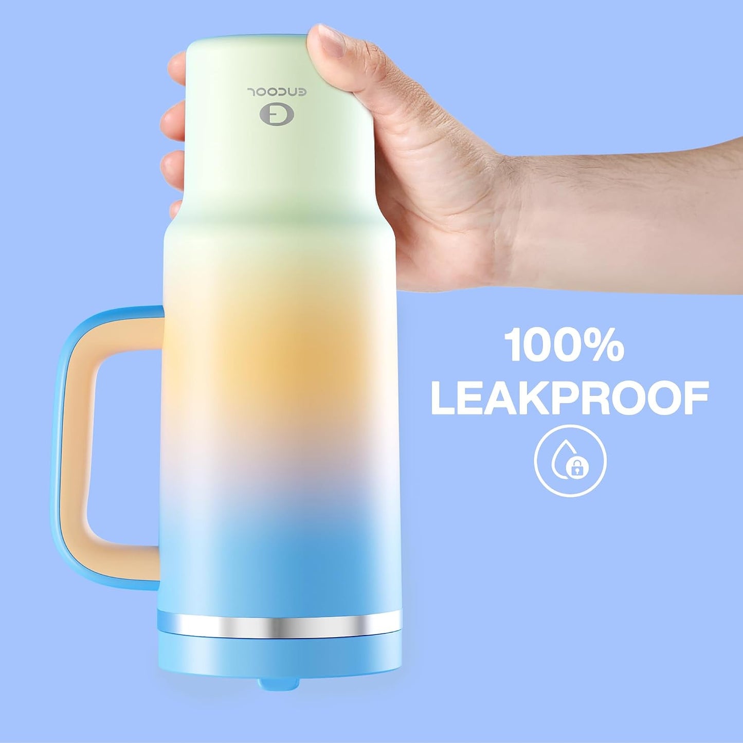 32 oz Tumbler with Handle and Straw: Stainless Steel Insulated Tumbler Keeps Cold for 24 Hours, Leakproof Travel Cup Fits in Cup Holder and BPA-Free,Brook Green