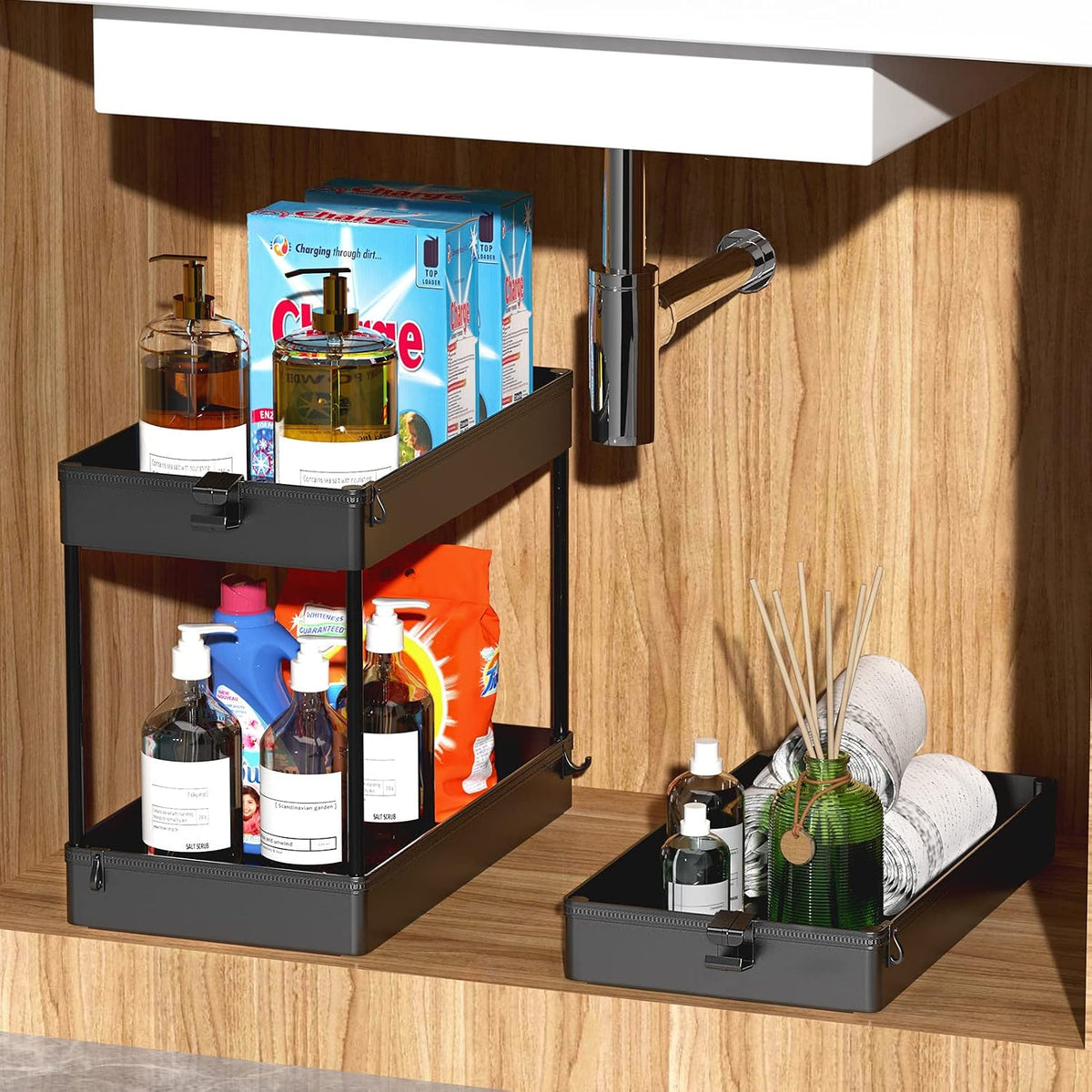 3 Tier Acrylic Storage Rolling Cart Clear Bathroom Cart Organizer, Transparency Laundry Room Organization Mobile Shelving Unit Multifunction Rolling Utility Cart for Office Living Room