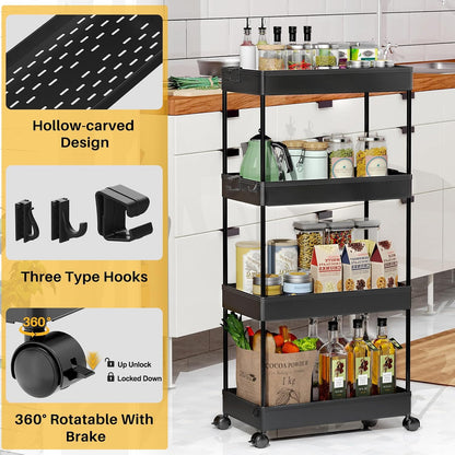 3 Tier Acrylic Storage Rolling Cart Clear Bathroom Cart Organizer, Transparency Laundry Room Organization Mobile Shelving Unit Multifunction Rolling Utility Cart for Office Living Room