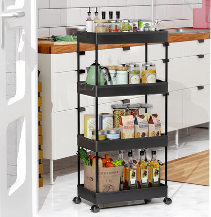 3 Tier Acrylic Storage Rolling Cart Clear Bathroom Cart Organizer, Transparency Laundry Room Organization Mobile Shelving Unit Multifunction Rolling Utility Cart for Office Living Room