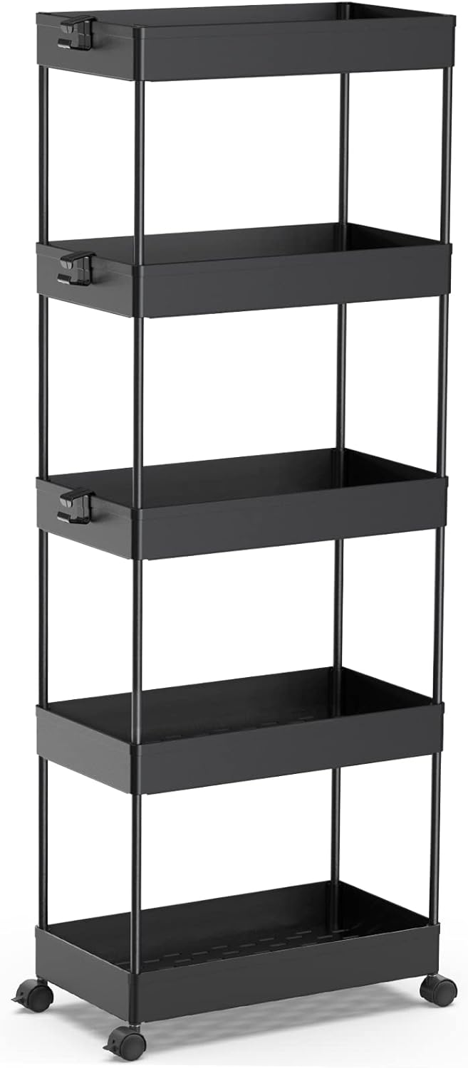 3 Tier Acrylic Storage Rolling Cart Clear Bathroom Cart Organizer, Transparency Laundry Room Organization Mobile Shelving Unit Multifunction Rolling Utility Cart for Office Living Room