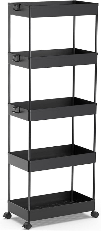 3 Tier Acrylic Storage Rolling Cart Clear Bathroom Cart Organizer, Transparency Laundry Room Organization Mobile Shelving Unit Multifunction Rolling Utility Cart for Office Living Room