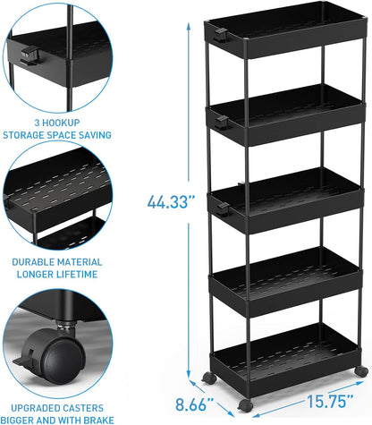 3 Tier Acrylic Storage Rolling Cart Clear Bathroom Cart Organizer, Transparency Laundry Room Organization Mobile Shelving Unit Multifunction Rolling Utility Cart for Office Living Room