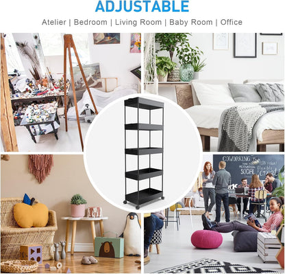 3 Tier Acrylic Storage Rolling Cart Clear Bathroom Cart Organizer, Transparency Laundry Room Organization Mobile Shelving Unit Multifunction Rolling Utility Cart for Office Living Room