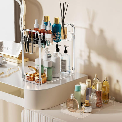 3 Tier Acrylic Storage Rolling Cart Clear Bathroom Cart Organizer, Transparency Laundry Room Organization Mobile Shelving Unit Multifunction Rolling Utility Cart for Office Living Room