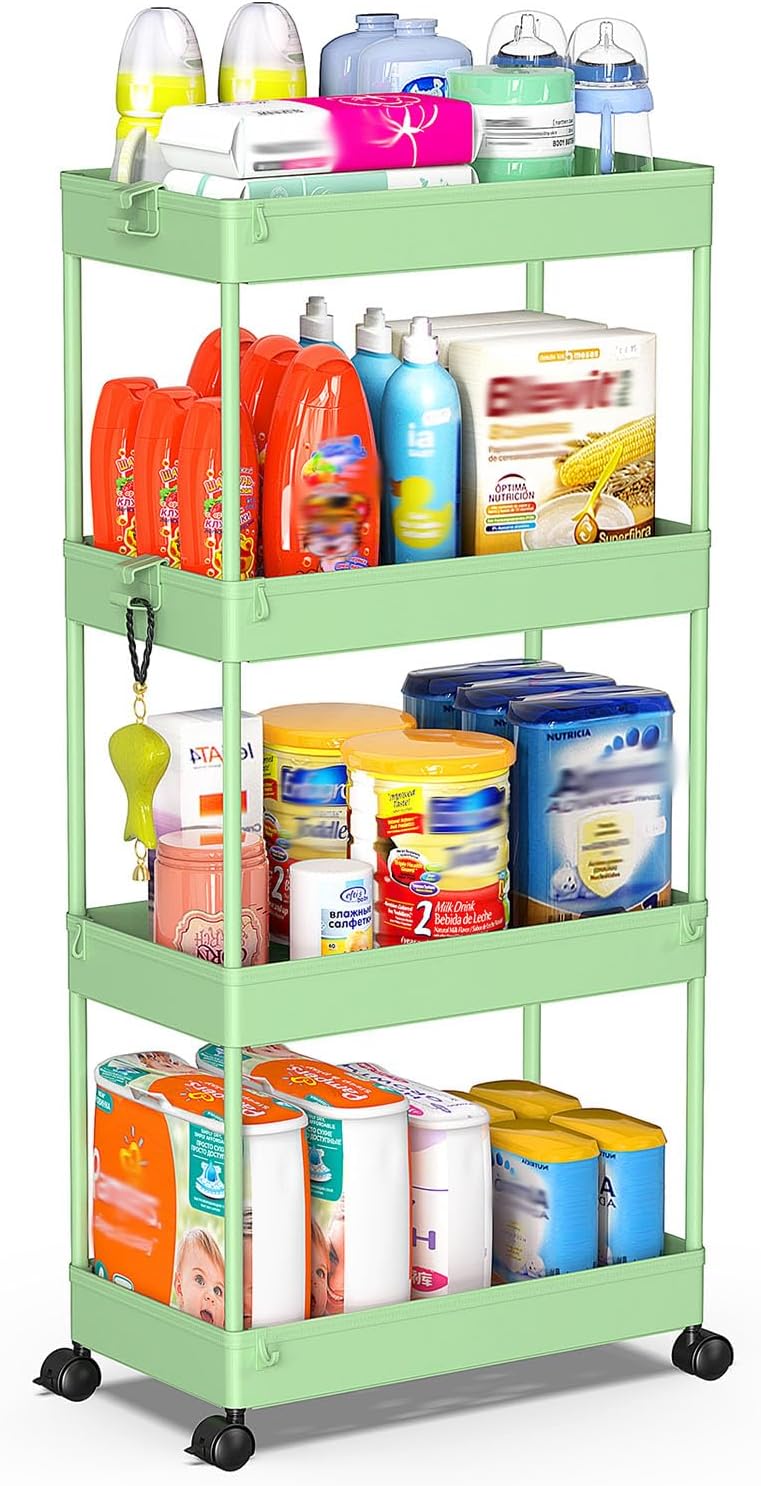 3 Tier Acrylic Storage Rolling Cart Clear Bathroom Cart Organizer, Transparency Laundry Room Organization Mobile Shelving Unit Multifunction Rolling Utility Cart for Office Living Room