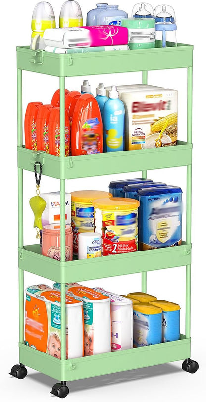 3 Tier Acrylic Storage Rolling Cart Clear Bathroom Cart Organizer, Transparency Laundry Room Organization Mobile Shelving Unit Multifunction Rolling Utility Cart for Office Living Room