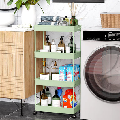 3 Tier Acrylic Storage Rolling Cart Clear Bathroom Cart Organizer, Transparency Laundry Room Organization Mobile Shelving Unit Multifunction Rolling Utility Cart for Office Living Room