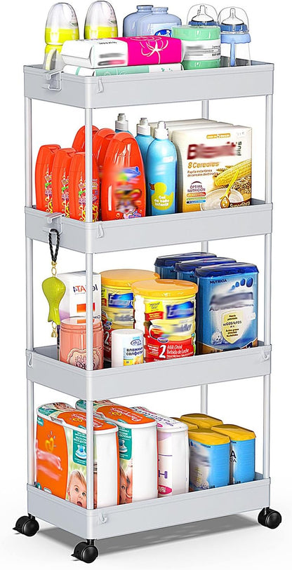 3 Tier Acrylic Storage Rolling Cart Clear Bathroom Cart Organizer, Transparency Laundry Room Organization Mobile Shelving Unit Multifunction Rolling Utility Cart for Office Living Room