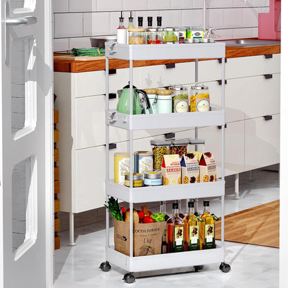 3 Tier Acrylic Storage Rolling Cart Clear Bathroom Cart Organizer, Transparency Laundry Room Organization Mobile Shelving Unit Multifunction Rolling Utility Cart for Office Living Room