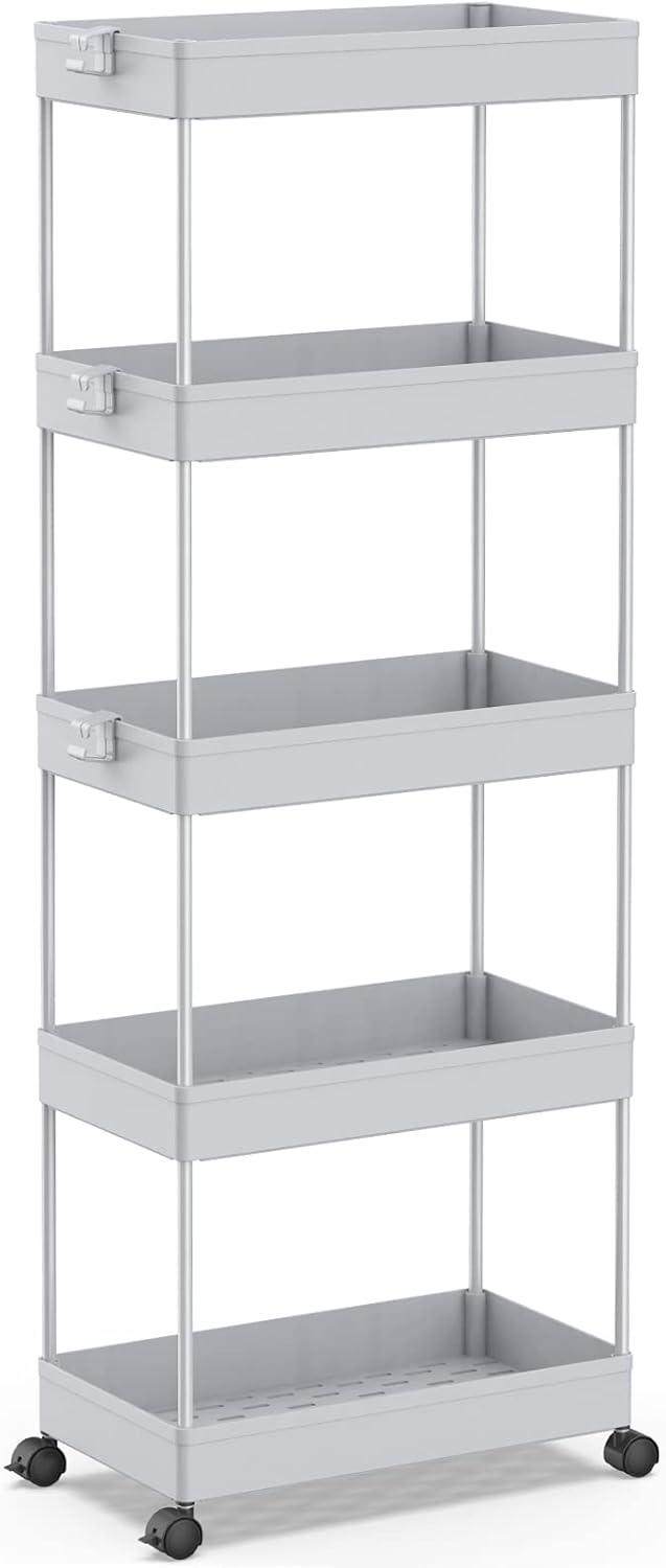 3 Tier Acrylic Storage Rolling Cart Clear Bathroom Cart Organizer, Transparency Laundry Room Organization Mobile Shelving Unit Multifunction Rolling Utility Cart for Office Living Room