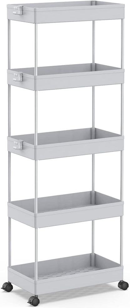 3 Tier Acrylic Storage Rolling Cart Clear Bathroom Cart Organizer, Transparency Laundry Room Organization Mobile Shelving Unit Multifunction Rolling Utility Cart for Office Living Room