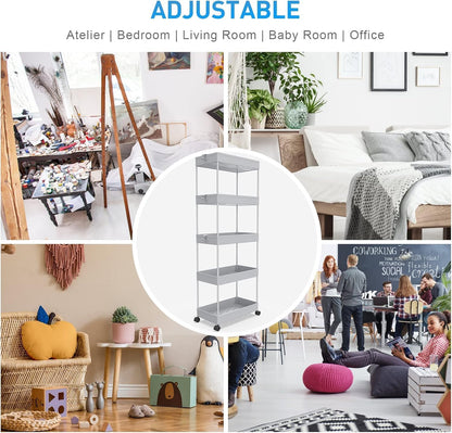 3 Tier Acrylic Storage Rolling Cart Clear Bathroom Cart Organizer, Transparency Laundry Room Organization Mobile Shelving Unit Multifunction Rolling Utility Cart for Office Living Room