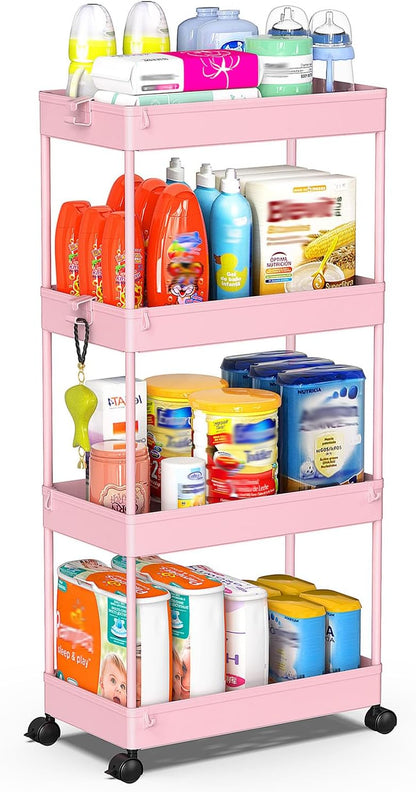 3 Tier Acrylic Storage Rolling Cart Clear Bathroom Cart Organizer, Transparency Laundry Room Organization Mobile Shelving Unit Multifunction Rolling Utility Cart for Office Living Room