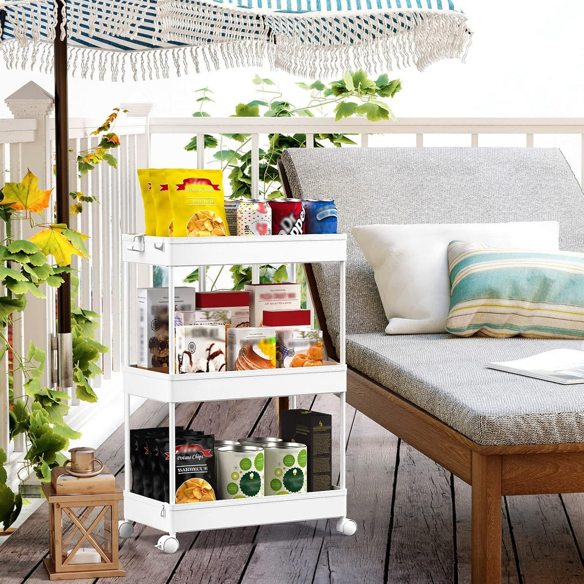 3 Tier Acrylic Storage Rolling Cart Clear Bathroom Cart Organizer, Transparency Laundry Room Organization Mobile Shelving Unit Multifunction Rolling Utility Cart for Office Living Room
