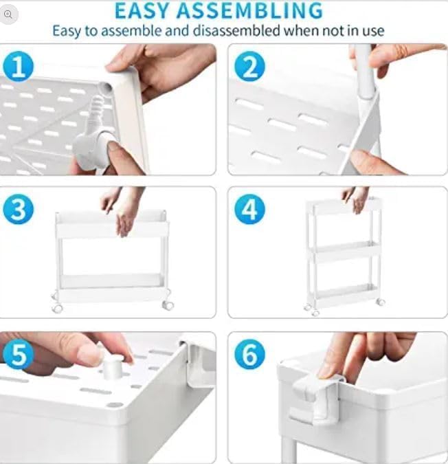 3 Tier Acrylic Storage Rolling Cart Clear Bathroom Cart Organizer, Transparency Laundry Room Organization Mobile Shelving Unit Multifunction Rolling Utility Cart for Office Living Room