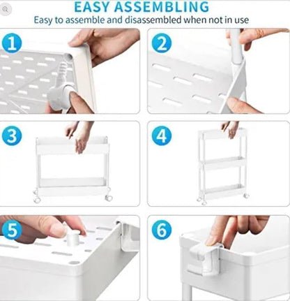 3 Tier Acrylic Storage Rolling Cart Clear Bathroom Cart Organizer, Transparency Laundry Room Organization Mobile Shelving Unit Multifunction Rolling Utility Cart for Office Living Room