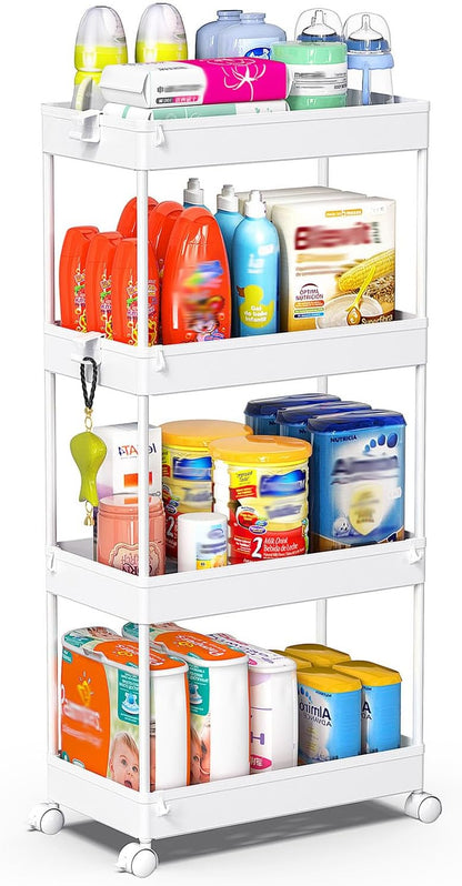 3 Tier Acrylic Storage Rolling Cart Clear Bathroom Cart Organizer, Transparency Laundry Room Organization Mobile Shelving Unit Multifunction Rolling Utility Cart for Office Living Room