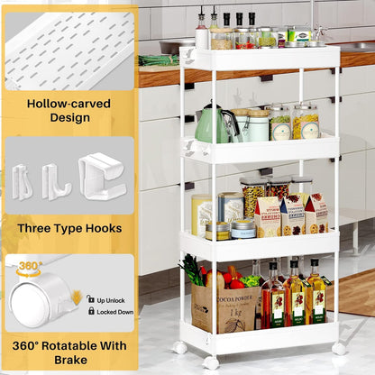 3 Tier Acrylic Storage Rolling Cart Clear Bathroom Cart Organizer, Transparency Laundry Room Organization Mobile Shelving Unit Multifunction Rolling Utility Cart for Office Living Room
