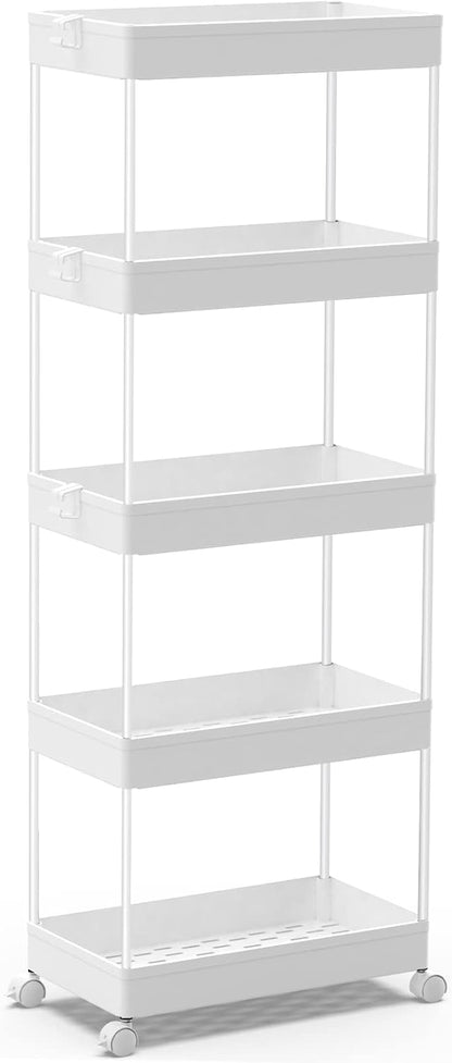 3 Tier Acrylic Storage Rolling Cart Clear Bathroom Cart Organizer, Transparency Laundry Room Organization Mobile Shelving Unit Multifunction Rolling Utility Cart for Office Living Room