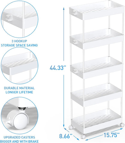 3 Tier Acrylic Storage Rolling Cart Clear Bathroom Cart Organizer, Transparency Laundry Room Organization Mobile Shelving Unit Multifunction Rolling Utility Cart for Office Living Room