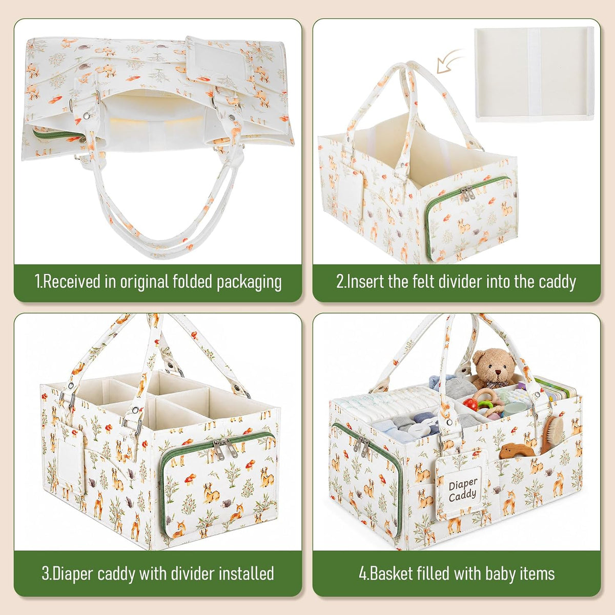 Diaper Caddy Organizer for Changing Table, Diaper Caddy Basket with Handle