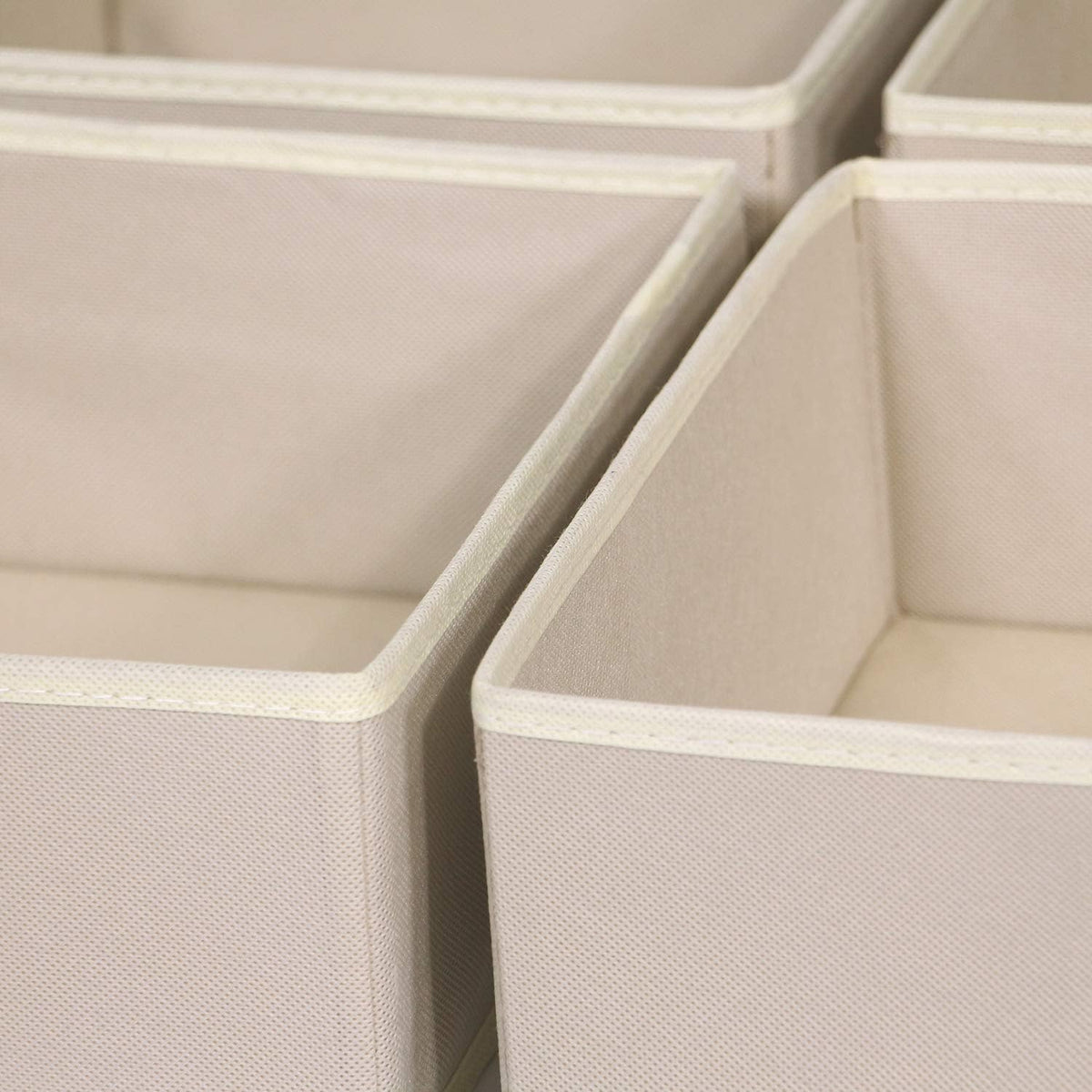 4 Pack Foldable Cloth Storage Box Closet Dresser Drawer Organizer Fabric Baskets Bins Containers Divider for Clothes Underwear Bras Socks Clothing,Beige 400