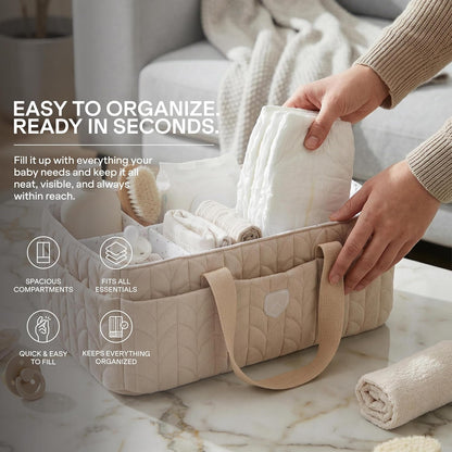 Baby Diaper Caddy Organizer - Large Portable Nursery Storage Baby Basket with Handles for Newborn Essentials, Diapers, Wipes - Changing Table Caddy Organizer for Boy & Girl