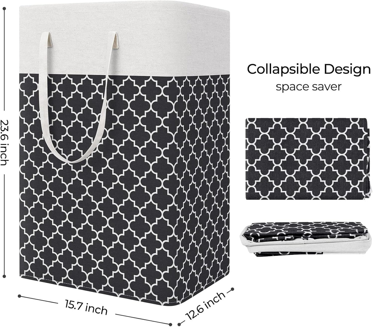 Laundry Basket Hamper, 75L Collapsible Clothes Storage, Grey