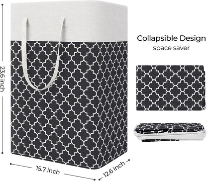 Laundry Basket Hamper, 75L Collapsible Clothes Storage, Grey