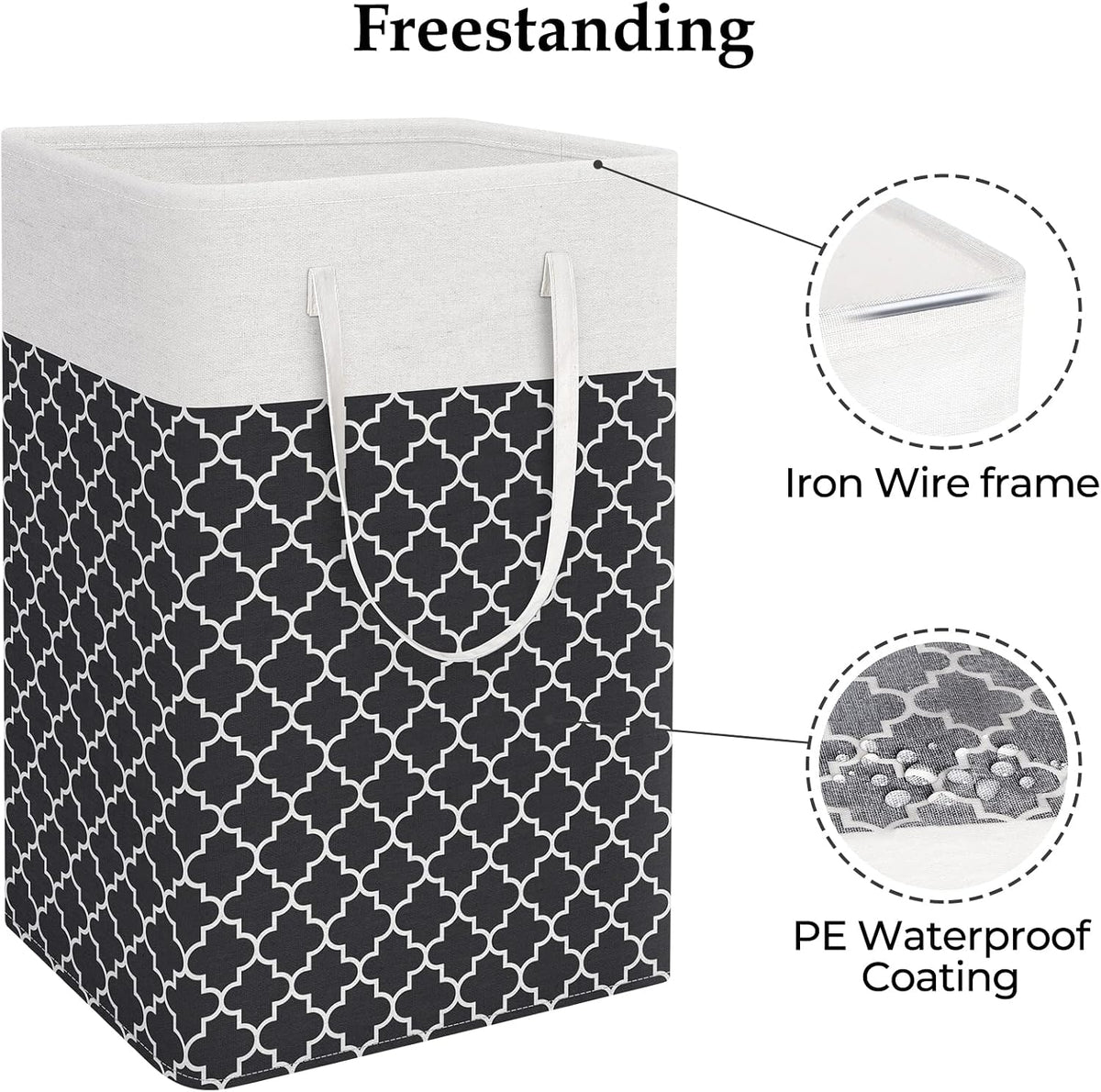 Laundry Basket Hamper, 75L Collapsible Clothes Storage, Grey