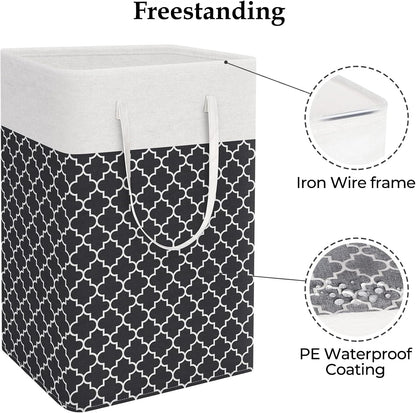 Laundry Basket Hamper, 75L Collapsible Clothes Storage, Grey