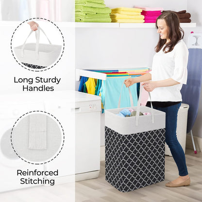 Laundry Basket Hamper, 75L Collapsible Clothes Storage, Grey