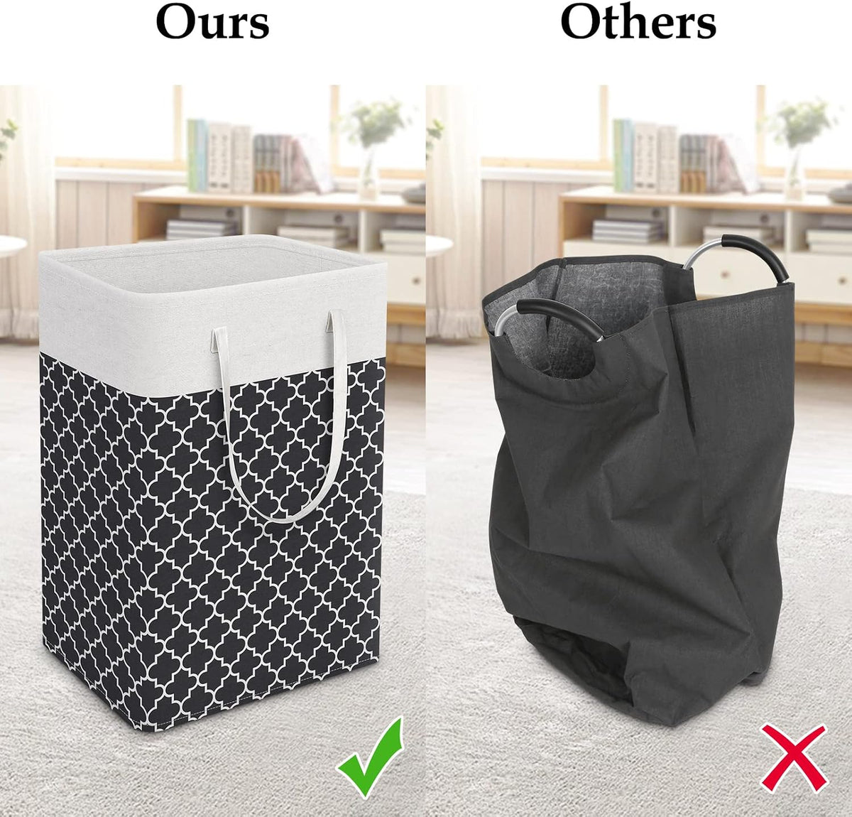 Laundry Basket Hamper, 75L Collapsible Clothes Storage, Grey