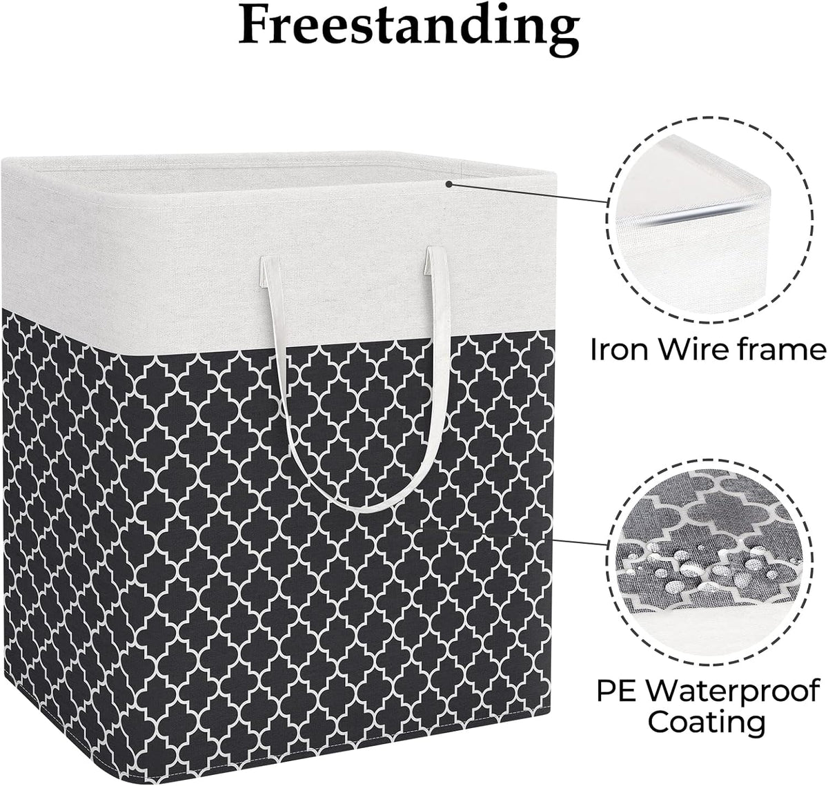Laundry Basket Hamper, 75L Collapsible Clothes Storage, Grey