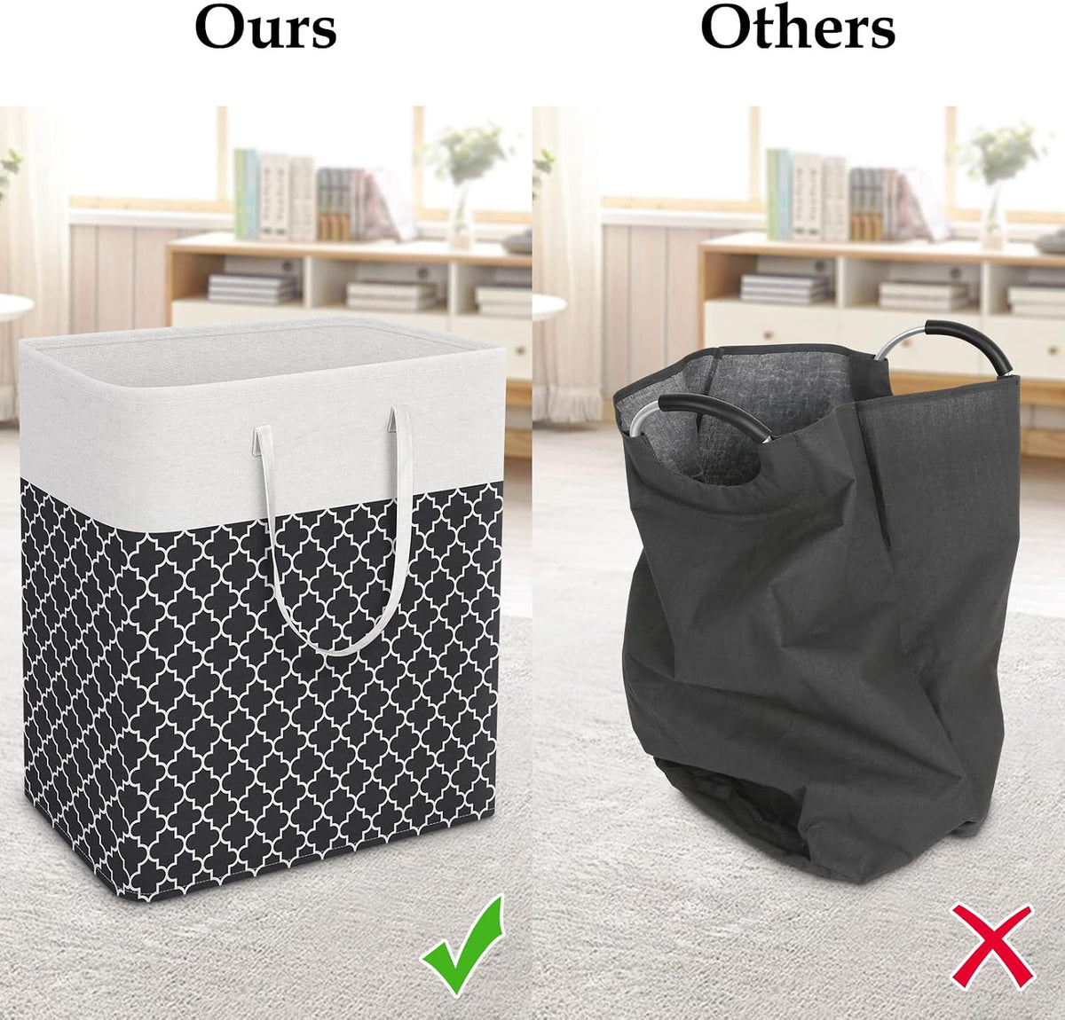 Laundry Basket Hamper, 75L Collapsible Clothes Storage, Grey